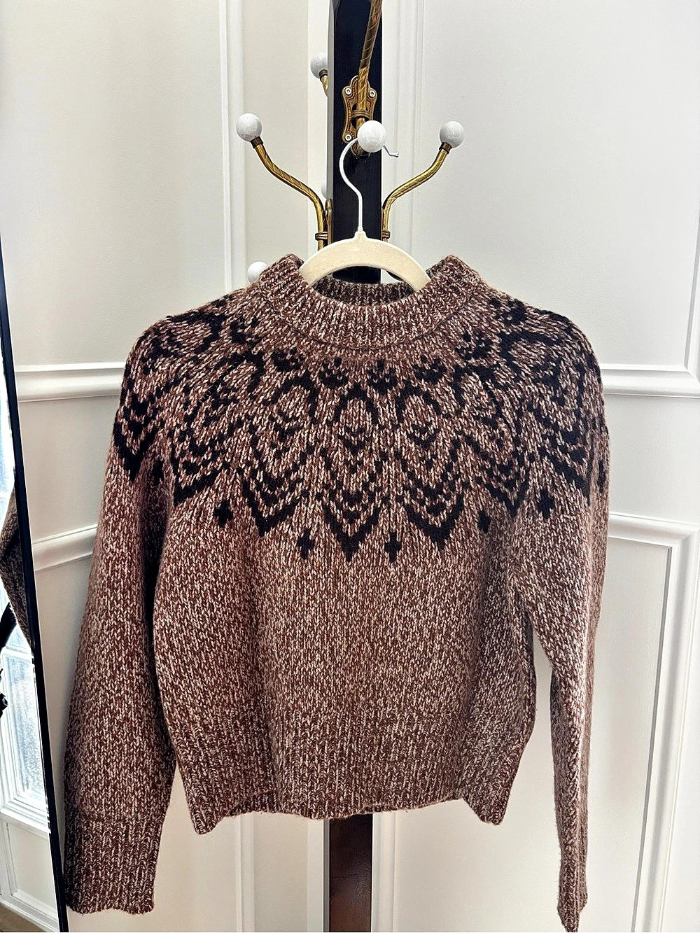Wilfred Coastline Mockneck Geometric Sweater Brown XS